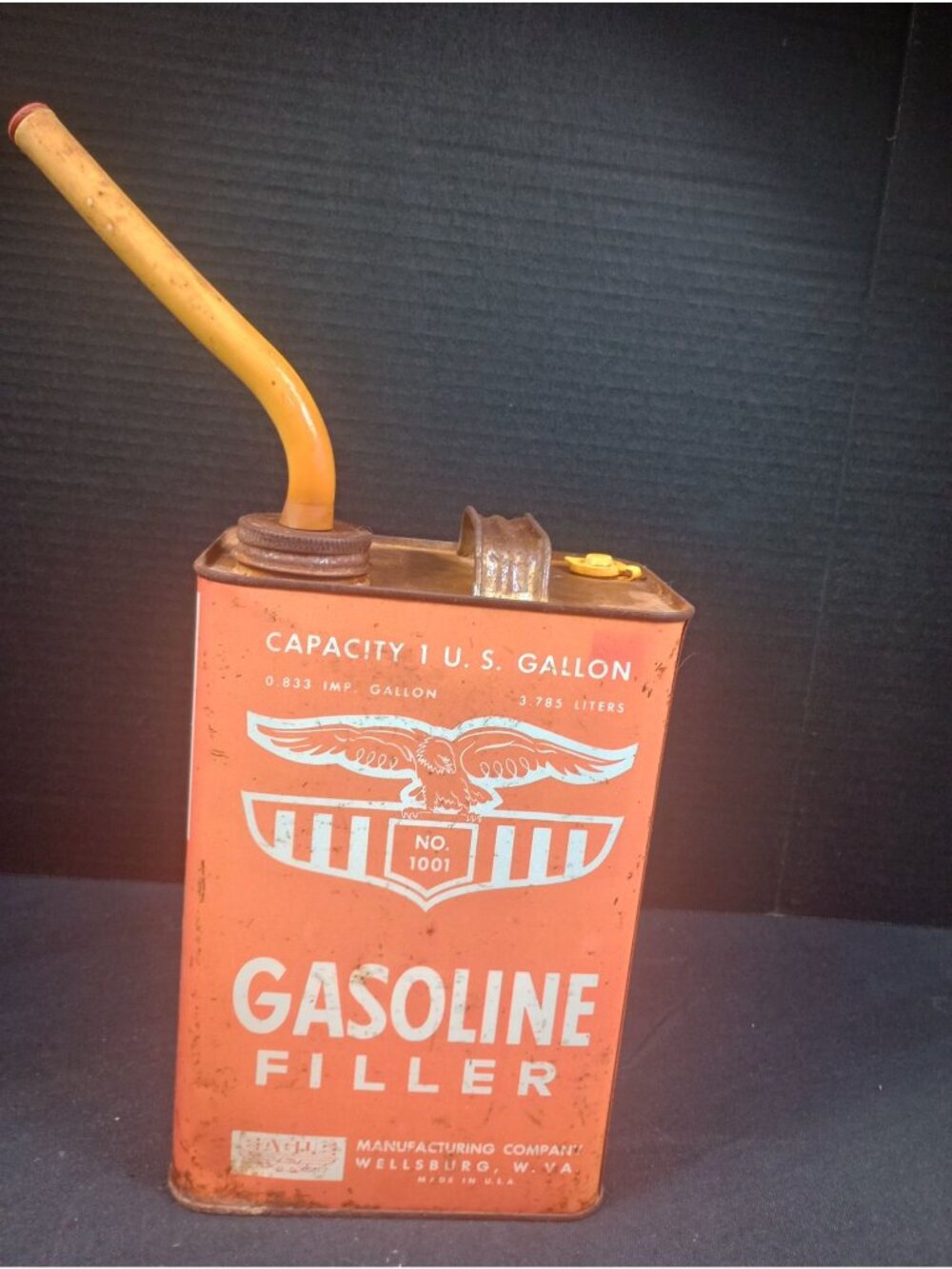 Vintage Retro Man Cave Oil and Gas  " Eagle NO. 1001 Gasoline Filler" One Gallon